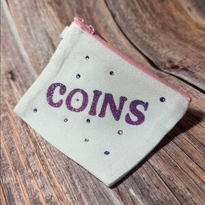 NEW 4”x4 1/2” White Canvas Coin Purse With Custom Vinyl Item #PHK6362